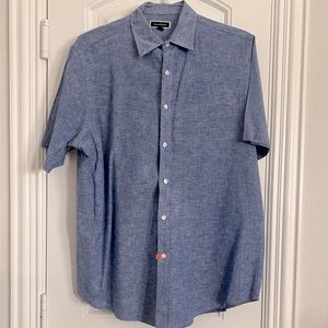 Mens Club Room Short Sleeve Linen Button Down Dress Shirt 
Large